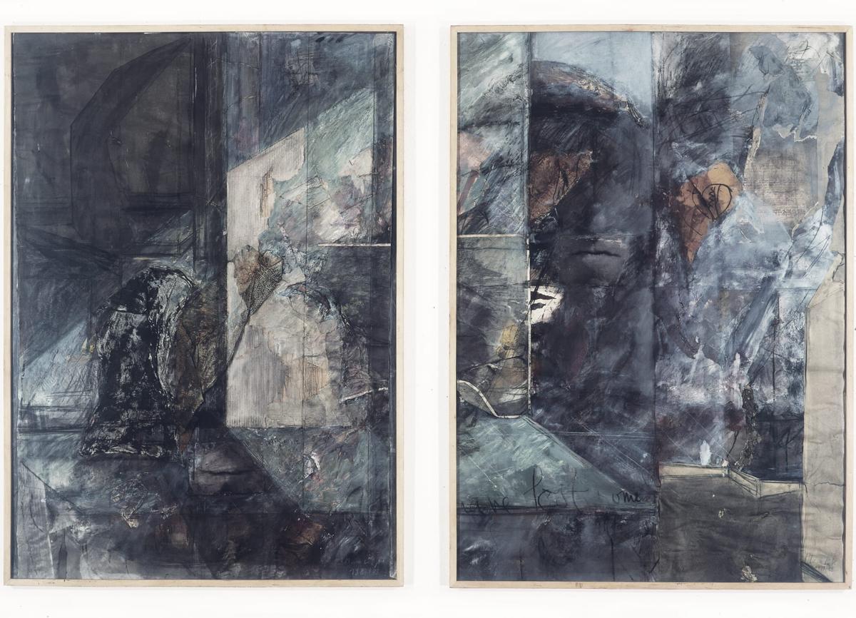 „I have lost something“, Mischtechnik und Collage mit Fotofragmenten auf Papier, 2-teilig, 140 x 212 cm, 1987/1988